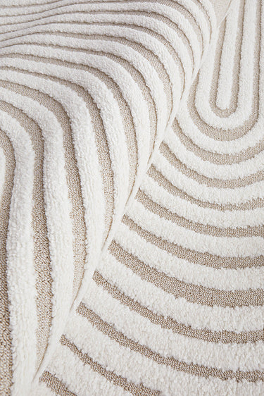 Lotus Abbey Beige and Ivory Modern Arch Pattern Hallway Runner Rug